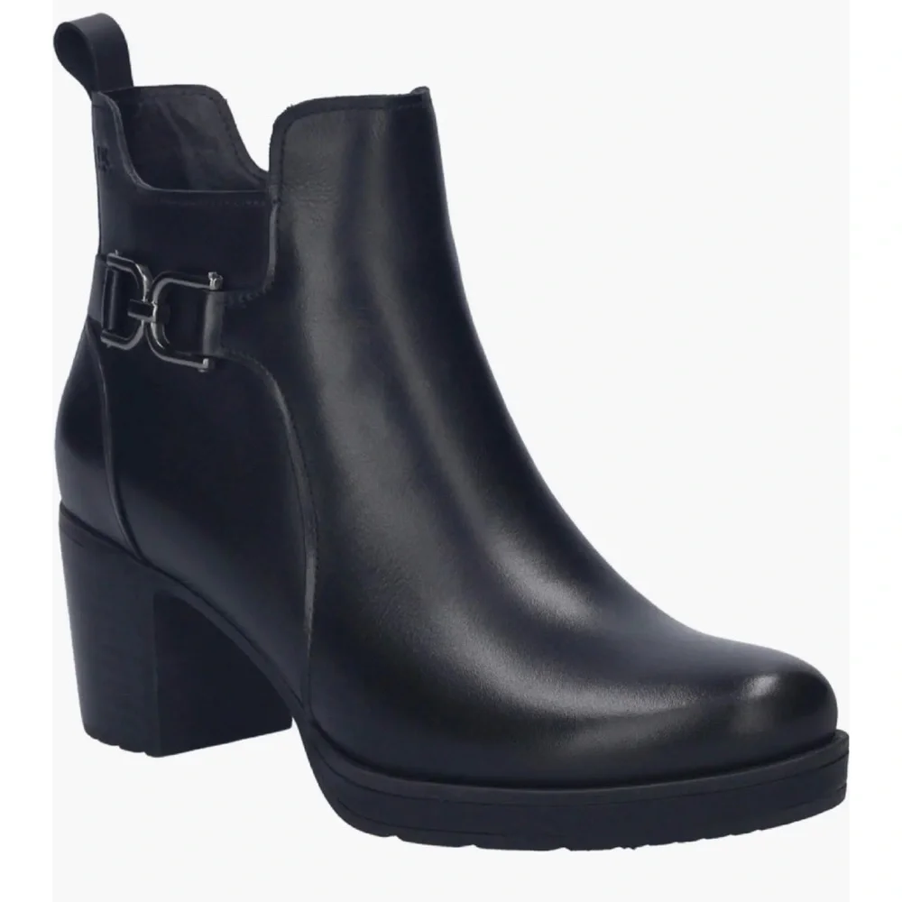 Josef Seibel Gloria 04 Black Leather Ankle Boots booties heel Buckle NEW EU 36